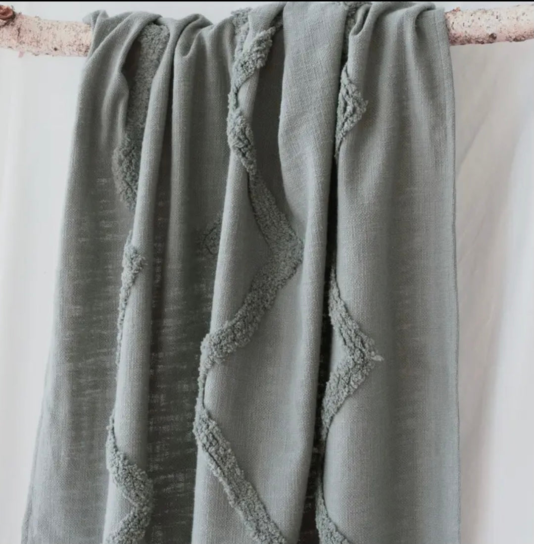 Tufted Cotton Throw - Grey