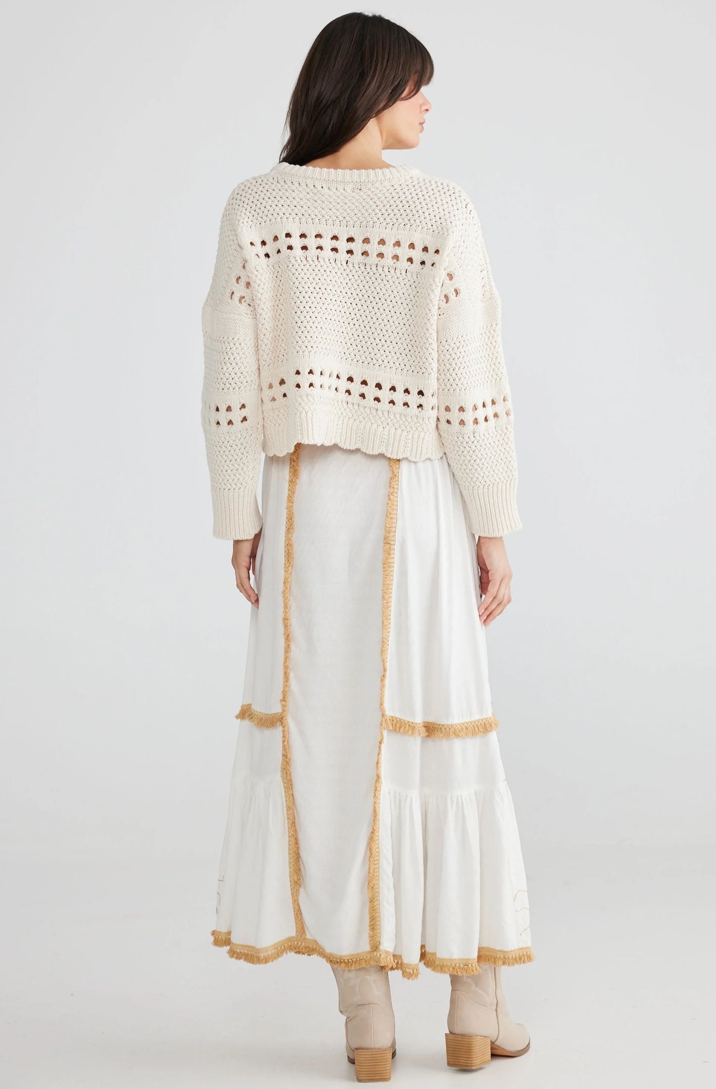 White Skirt with Gold Embroidered Sequin