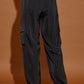 Black Satin Cargo Pant