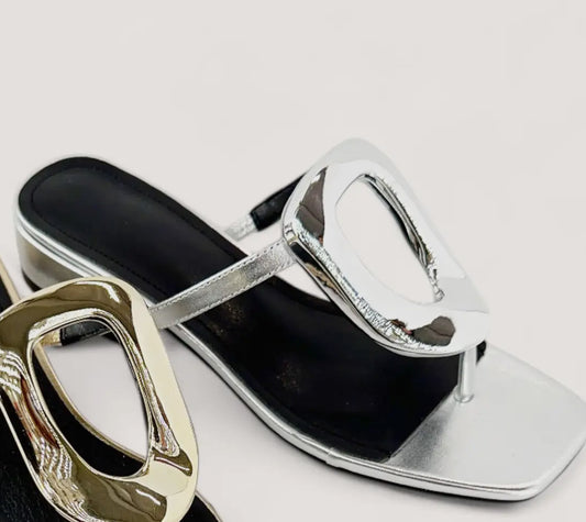 Silver Thong Sandal