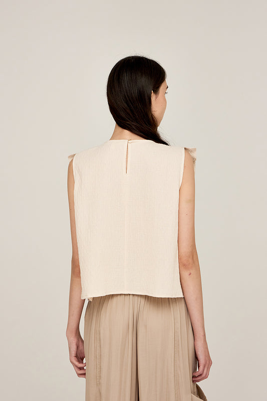 Natural Top with Crochet Accent