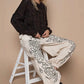 Off White & Black Embroidered Pants