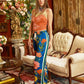 Cobalt Blue Floral Pants