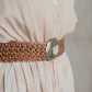 Tan Leather Braided Belt - Small