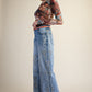 Embroidered Wash Denim Jeans