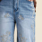 Embroidered Wash Denim Jeans