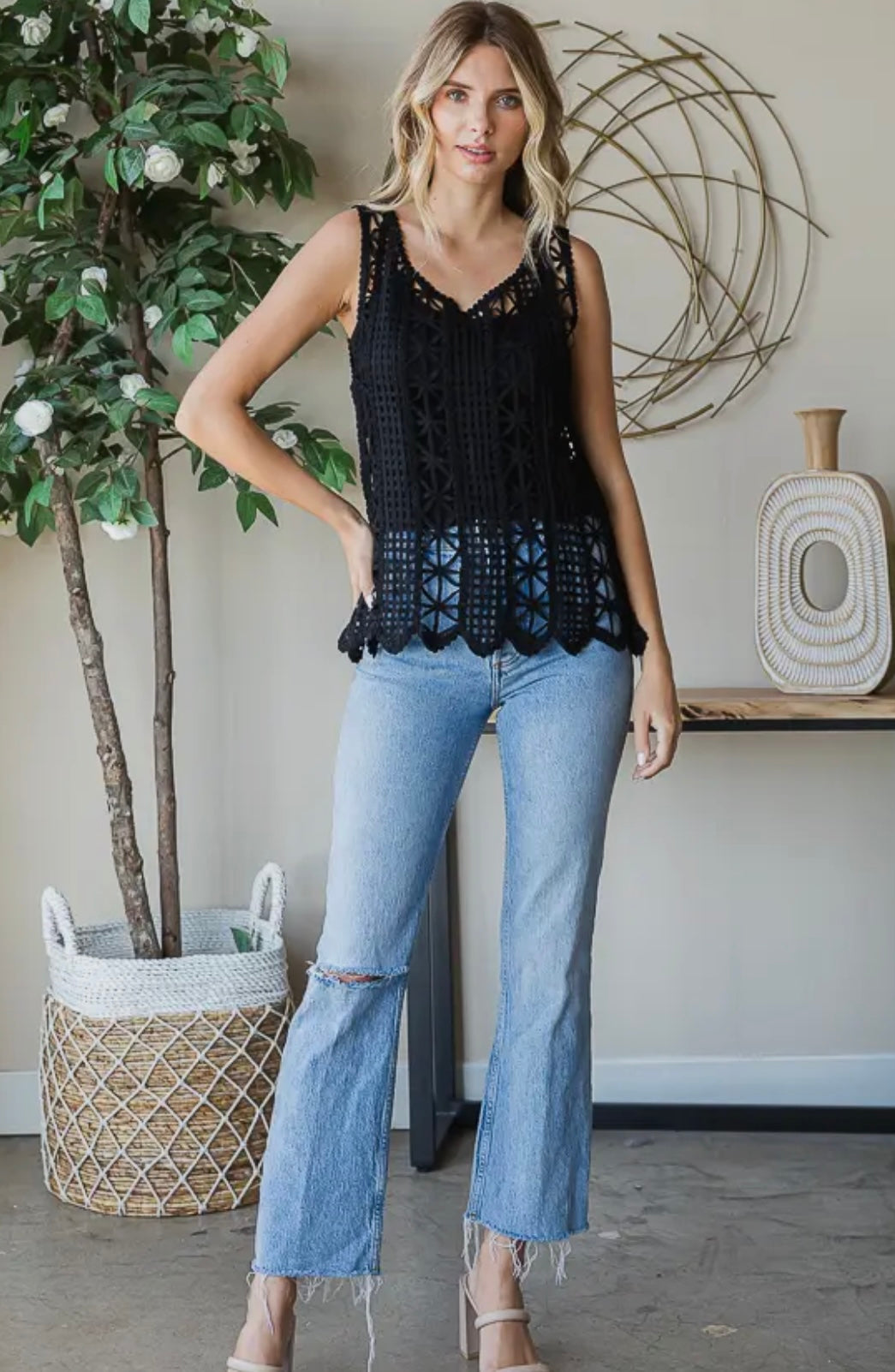 Black Crochet Top