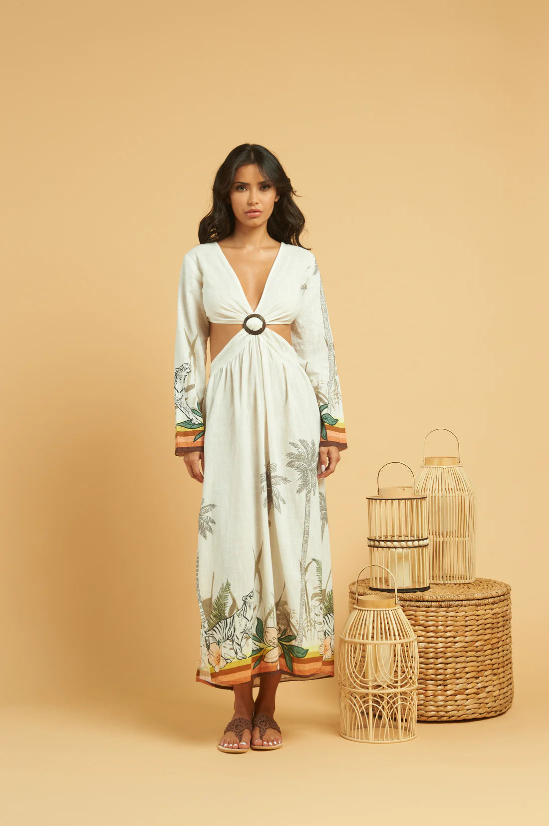 White Print Maxi Dress