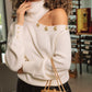 Cold Shoulder Turtle Neck Sweater With Gold Button Accents - 2 Colours
