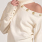 Cold Shoulder Turtle Neck Sweater With Gold Button Accents - 2 Colours