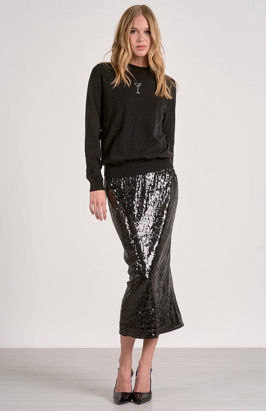 Black Sequin Maxi Skirt