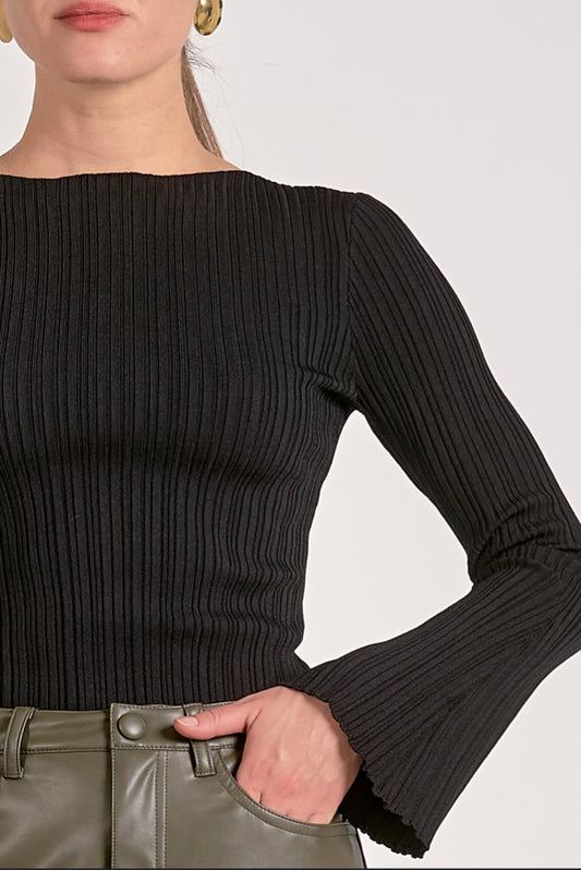 Black Plisse Top