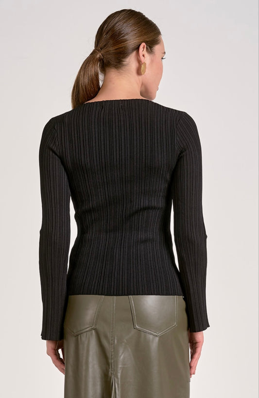 Black Plisse Top