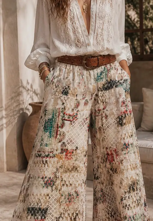 Wide Leg Print Pant