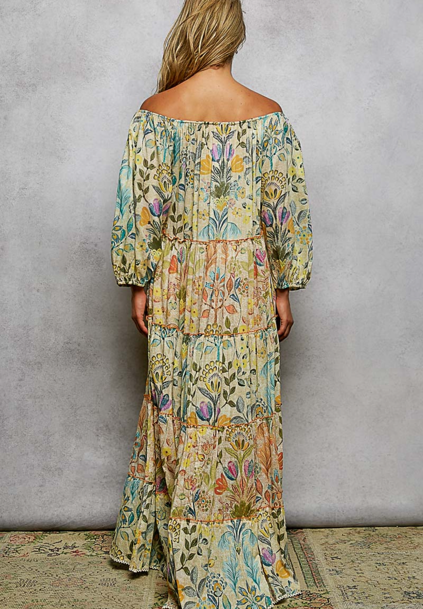 Off Shoulder Floral Maxi Dress