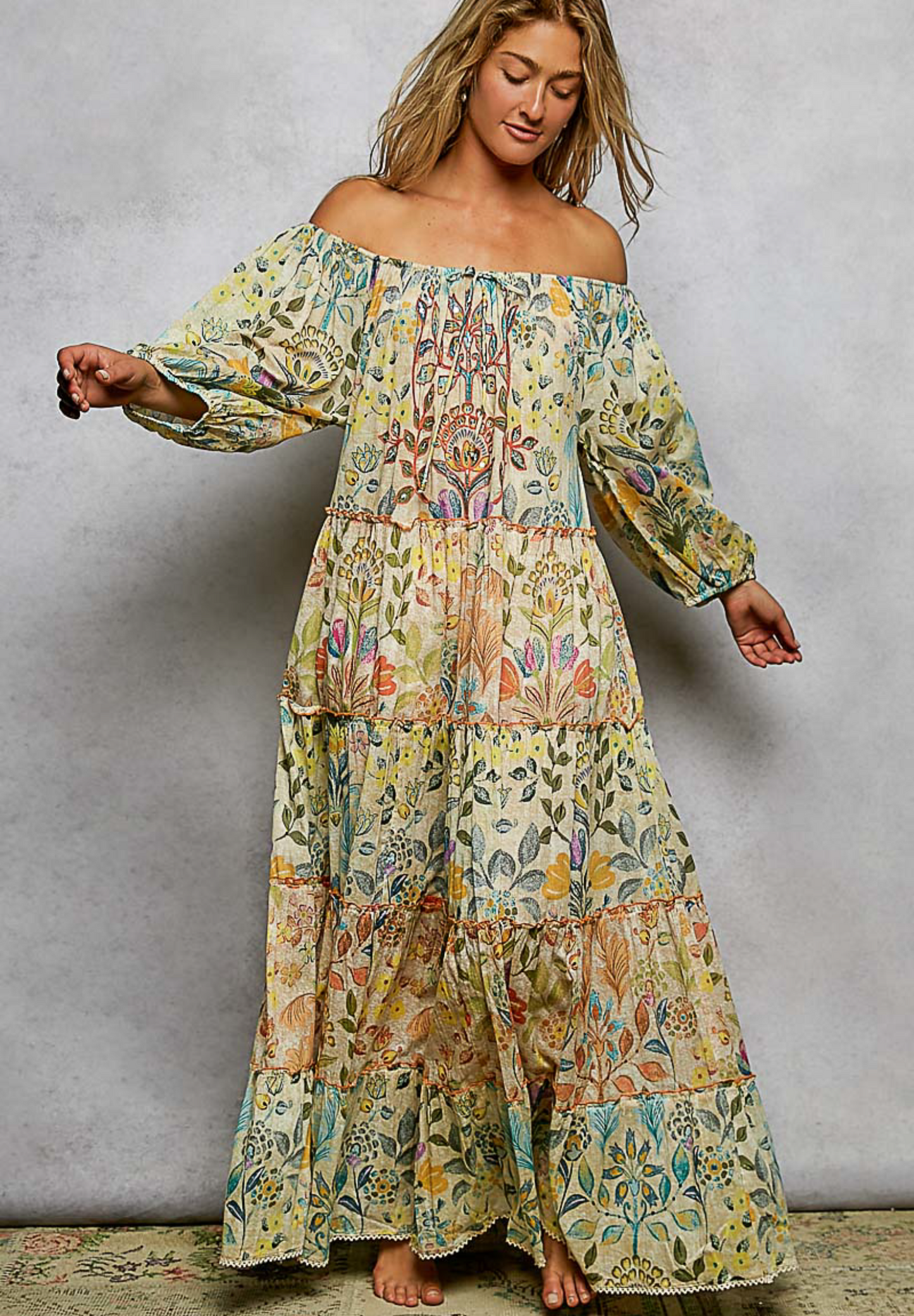 Off Shoulder Floral Maxi Dress