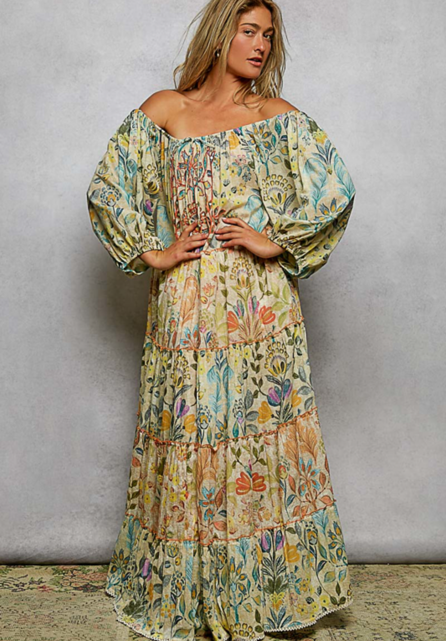 Off Shoulder Floral Maxi Dress