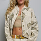 Natural & Olive  Green Linen Jacket