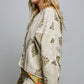 Natural & Olive  Green Linen Jacket
