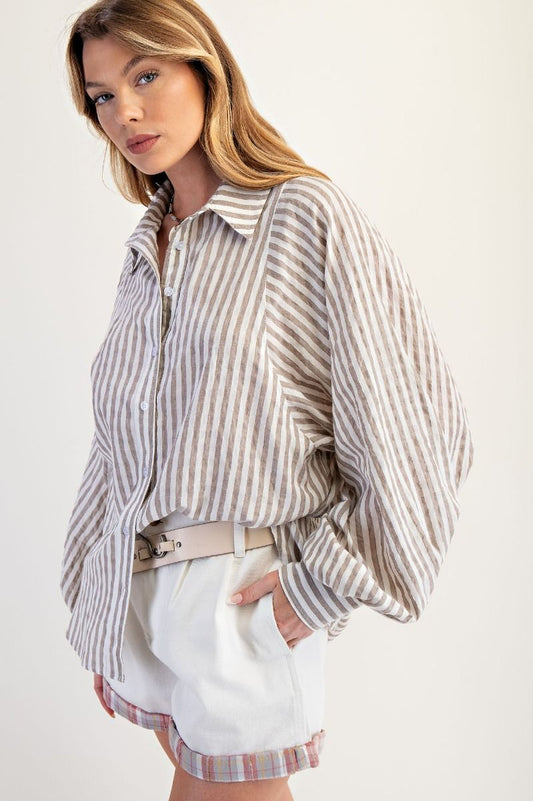Mushroom Striped Boyfriend Shirt