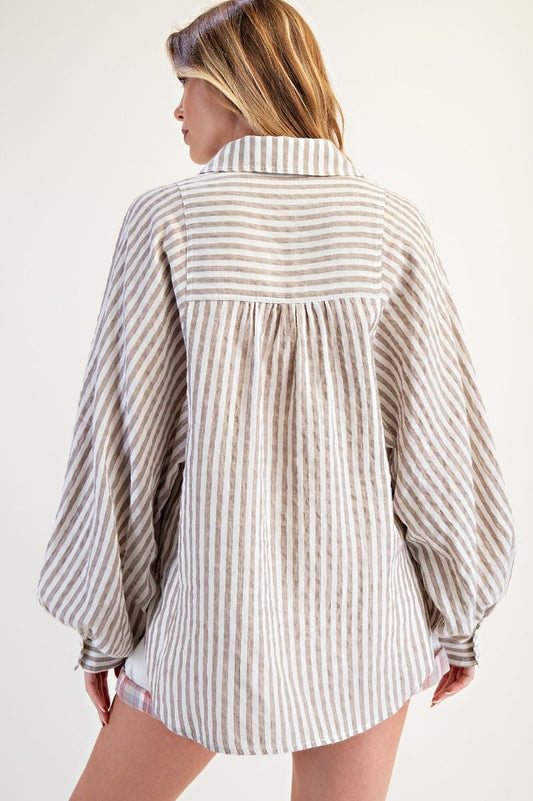 Mushroom Striped Boyfriend Shirt