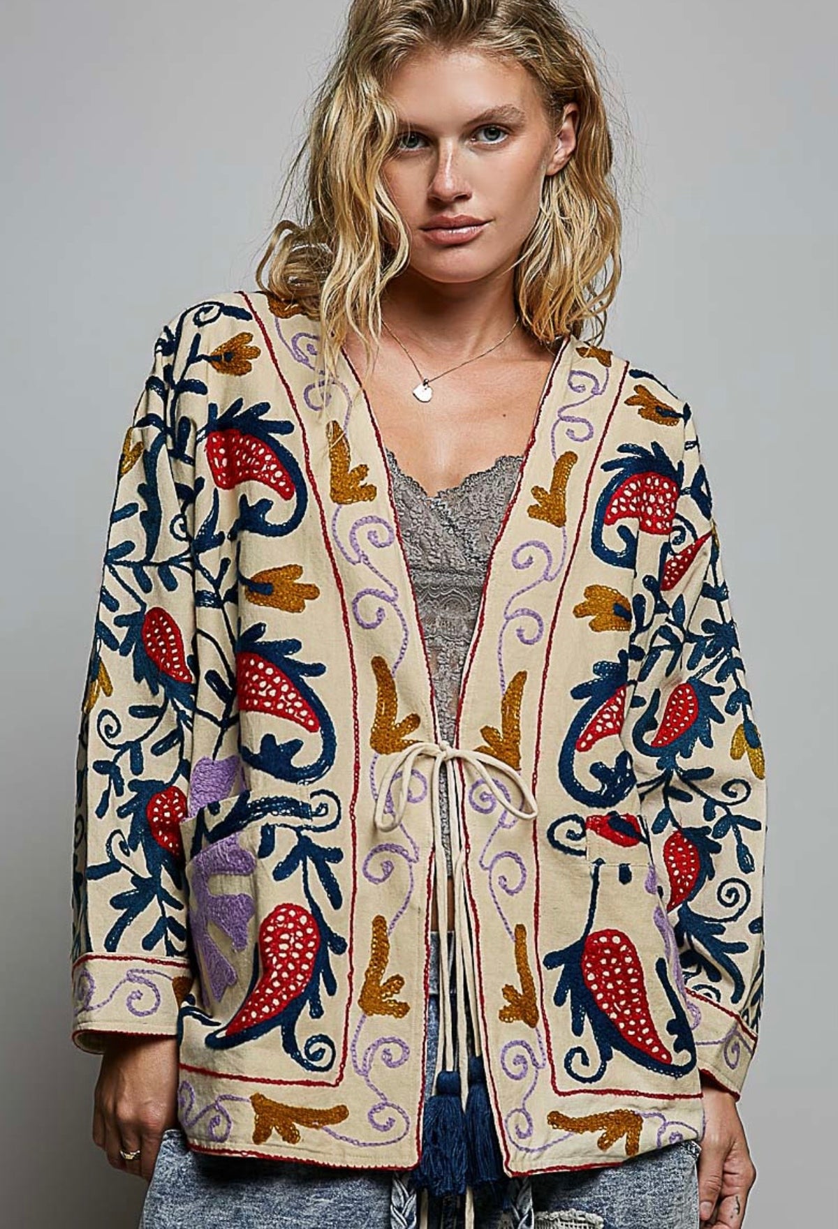 Natural Embroidered Jacket