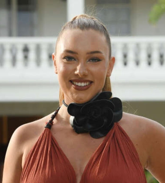 Faux Leather Flower Belt
