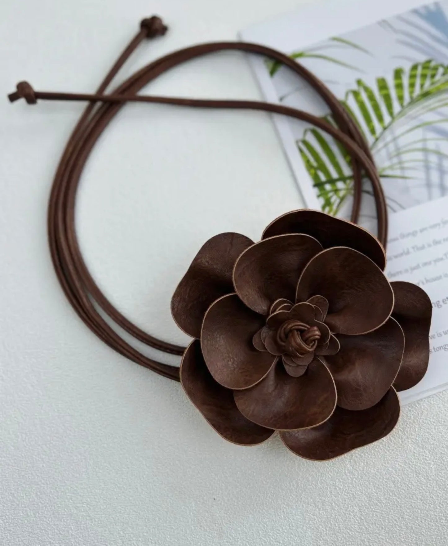 Faux Leather Flower Belt