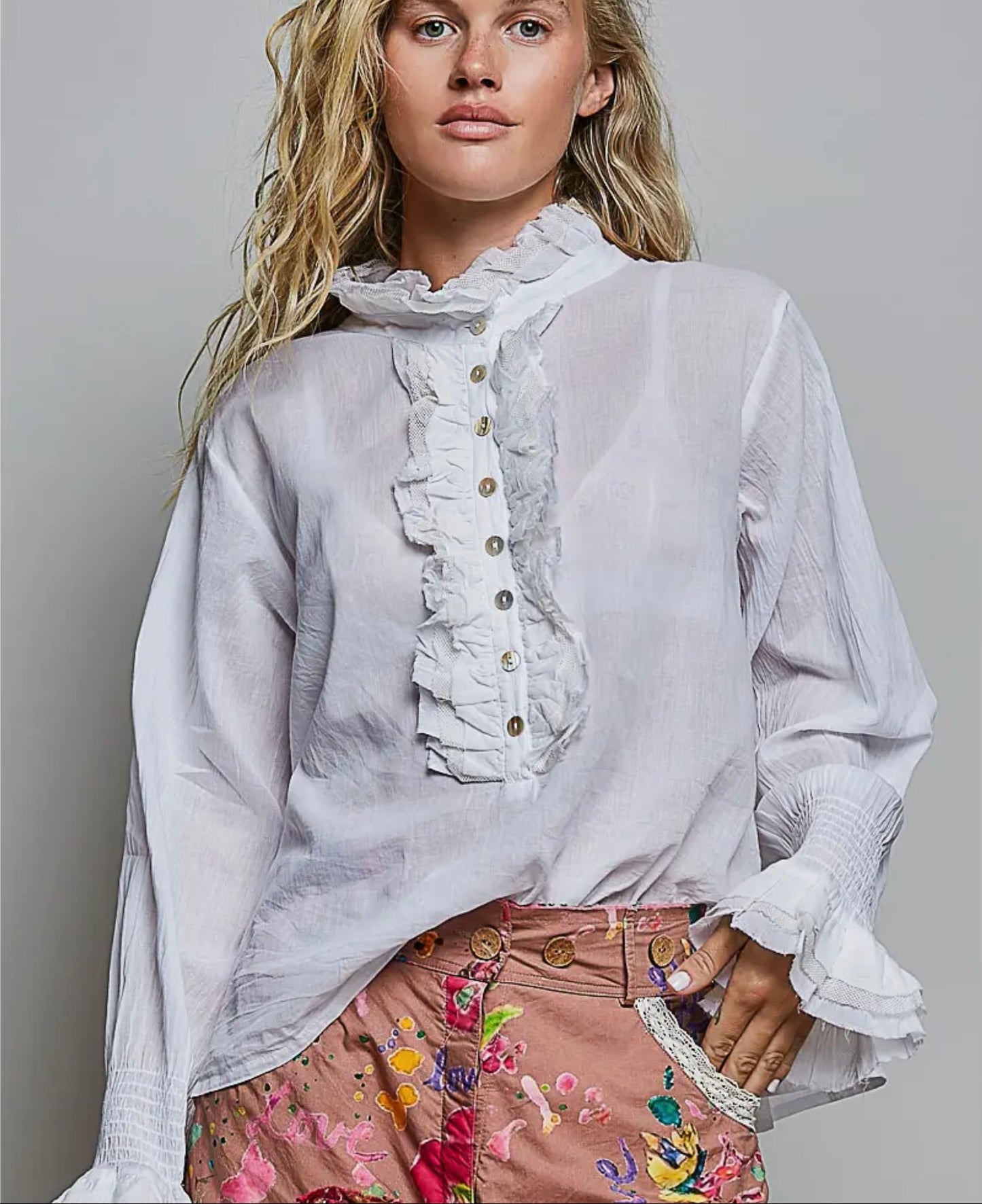 White Ruffle Shirt