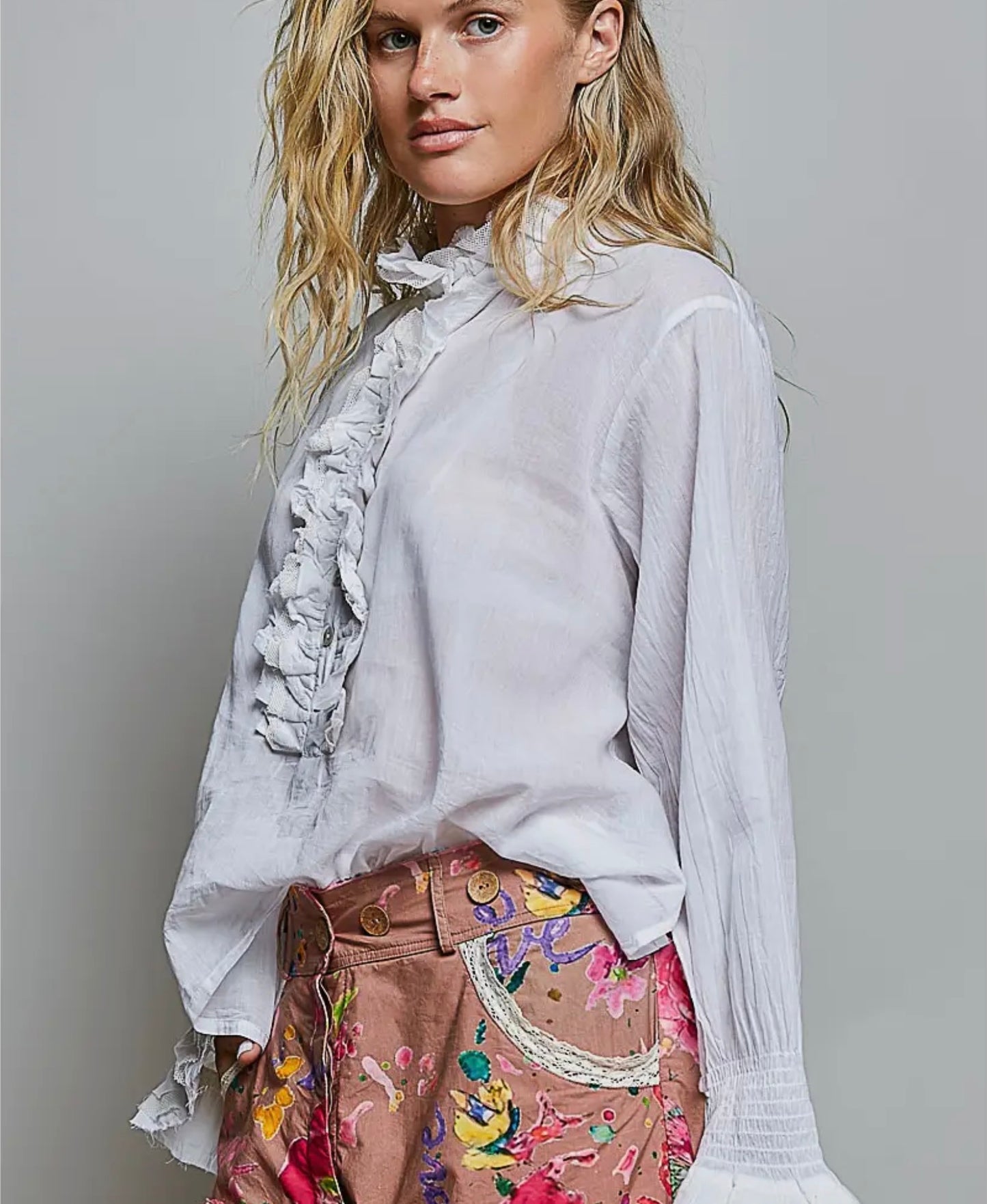 White Ruffle Shirt