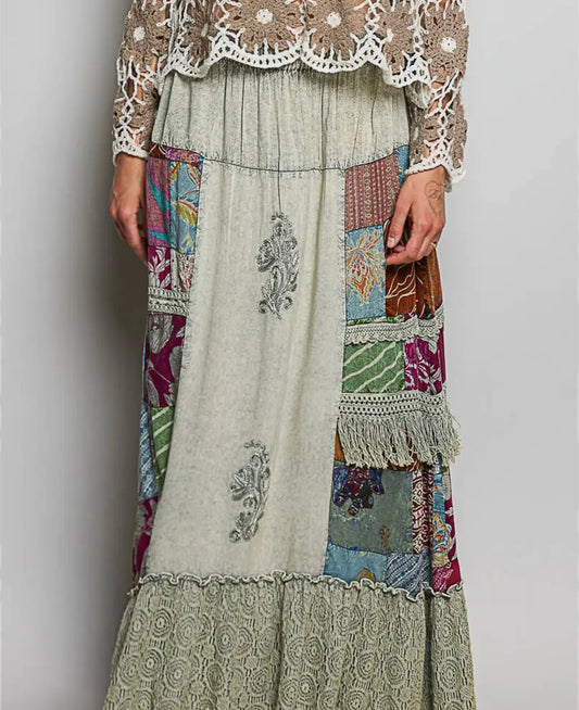 Sage Vintage Wash Maxi Skirt
