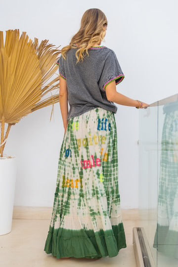 Green Tie Dye Maxi Skirt