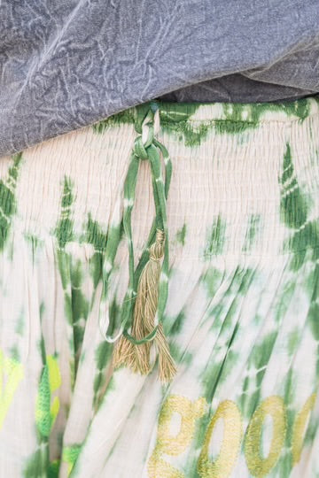 Green Tie Dye Maxi Skirt