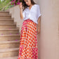 Colourful Print Silky Maxi Skirt