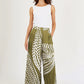 Olive Print Silky Wide Leg Pants