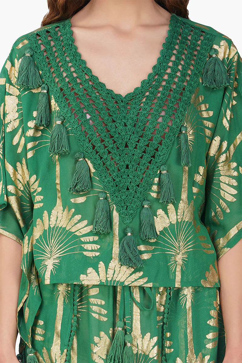 Green & Gold Palm Tassel Top