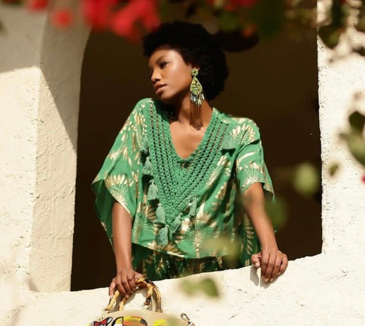 Green & Gold Palm Tassel Top