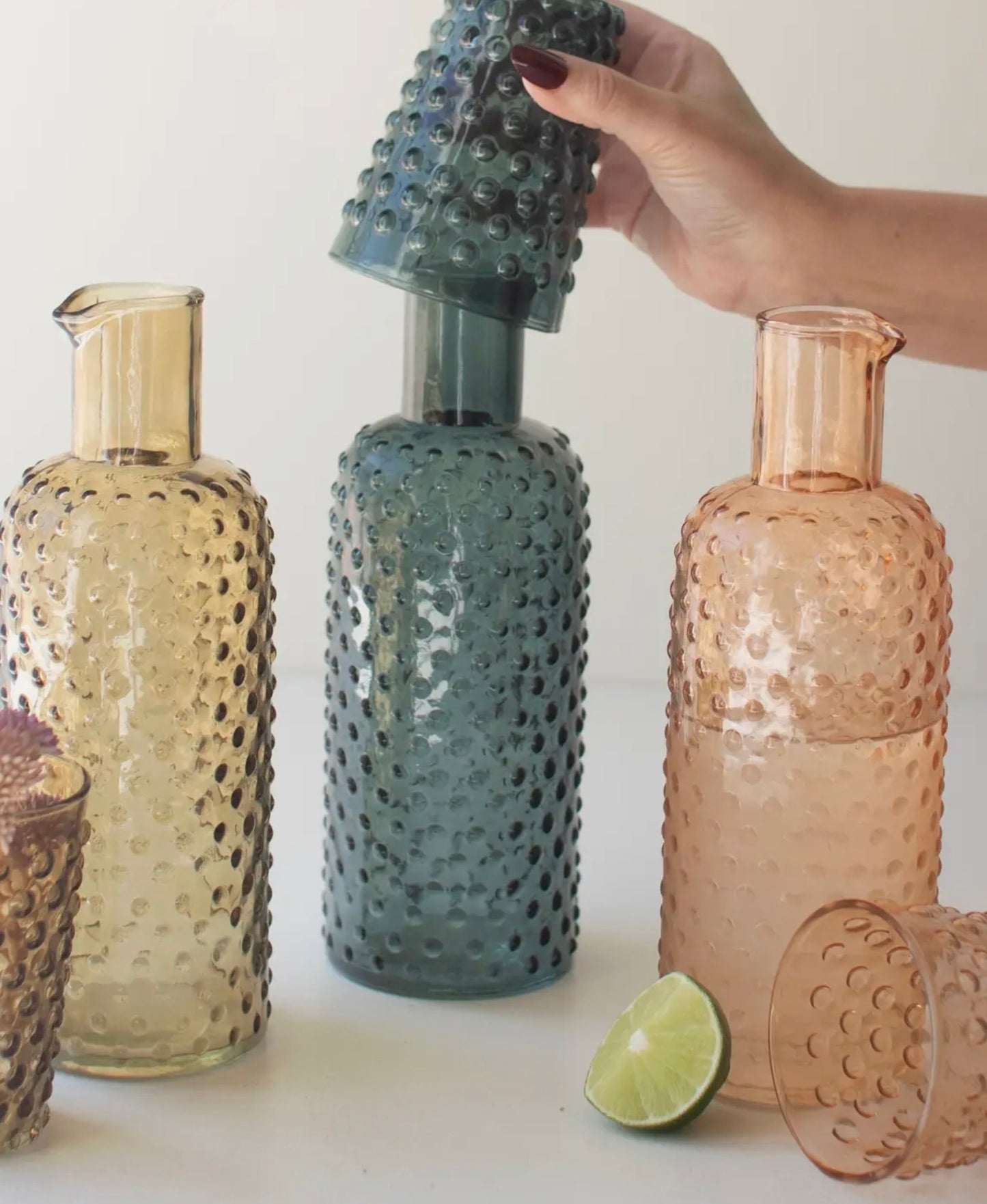 Bubble Glass Carafe with Tumbler
