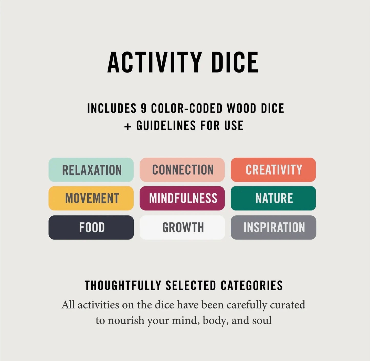 Activity Dice - Inspiration for Mood Boosting Activity