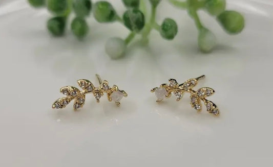 Branch Crystal & Pearl Earrings