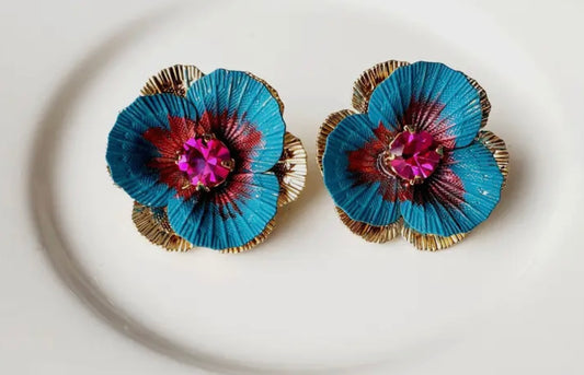 Enamel Pansy Earrings