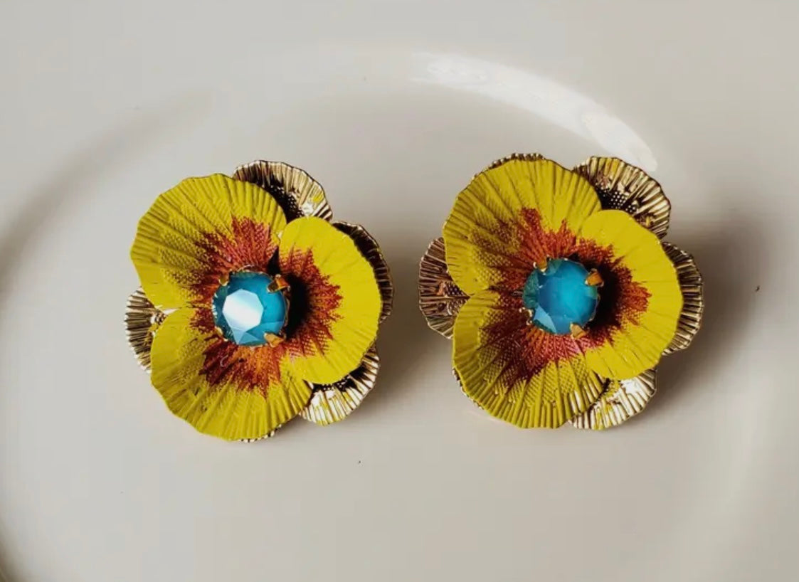 Enamel Pansy Earrings