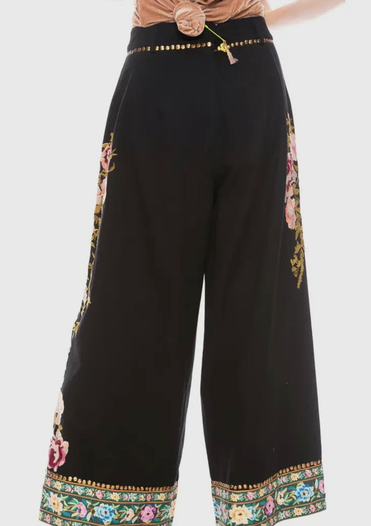 Black Embroidered Pants