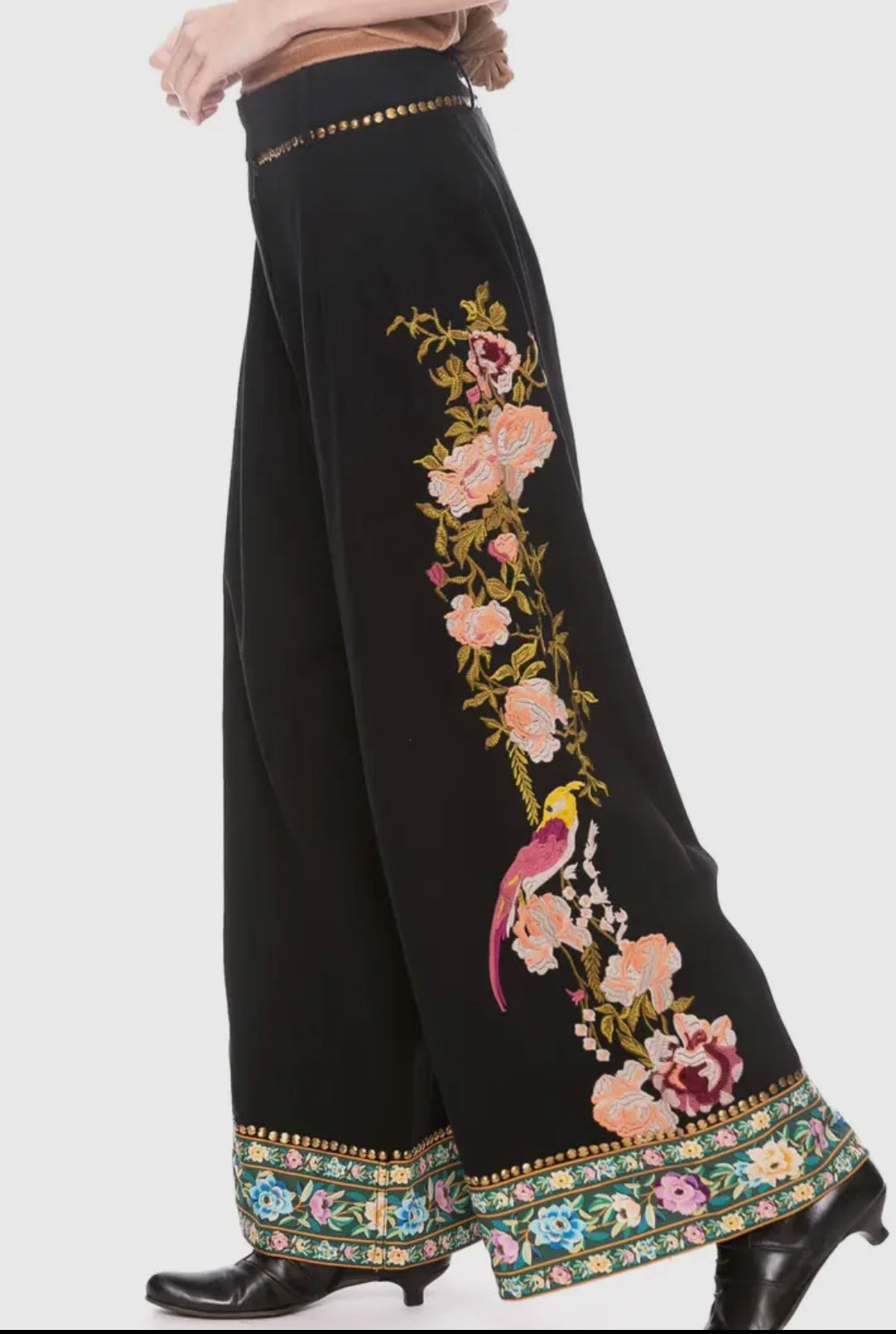 Black Embroidered Pants