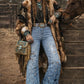 Lace Inspired Burnout Flared Jeans
