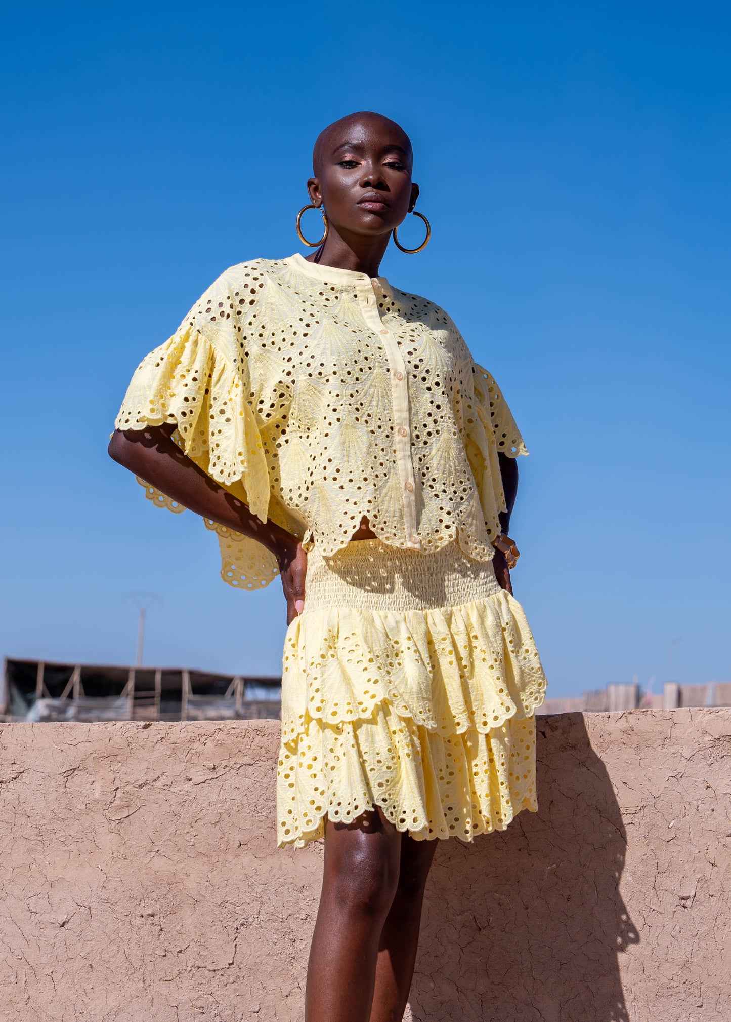 Broderie Anglaise Shirt Yellow