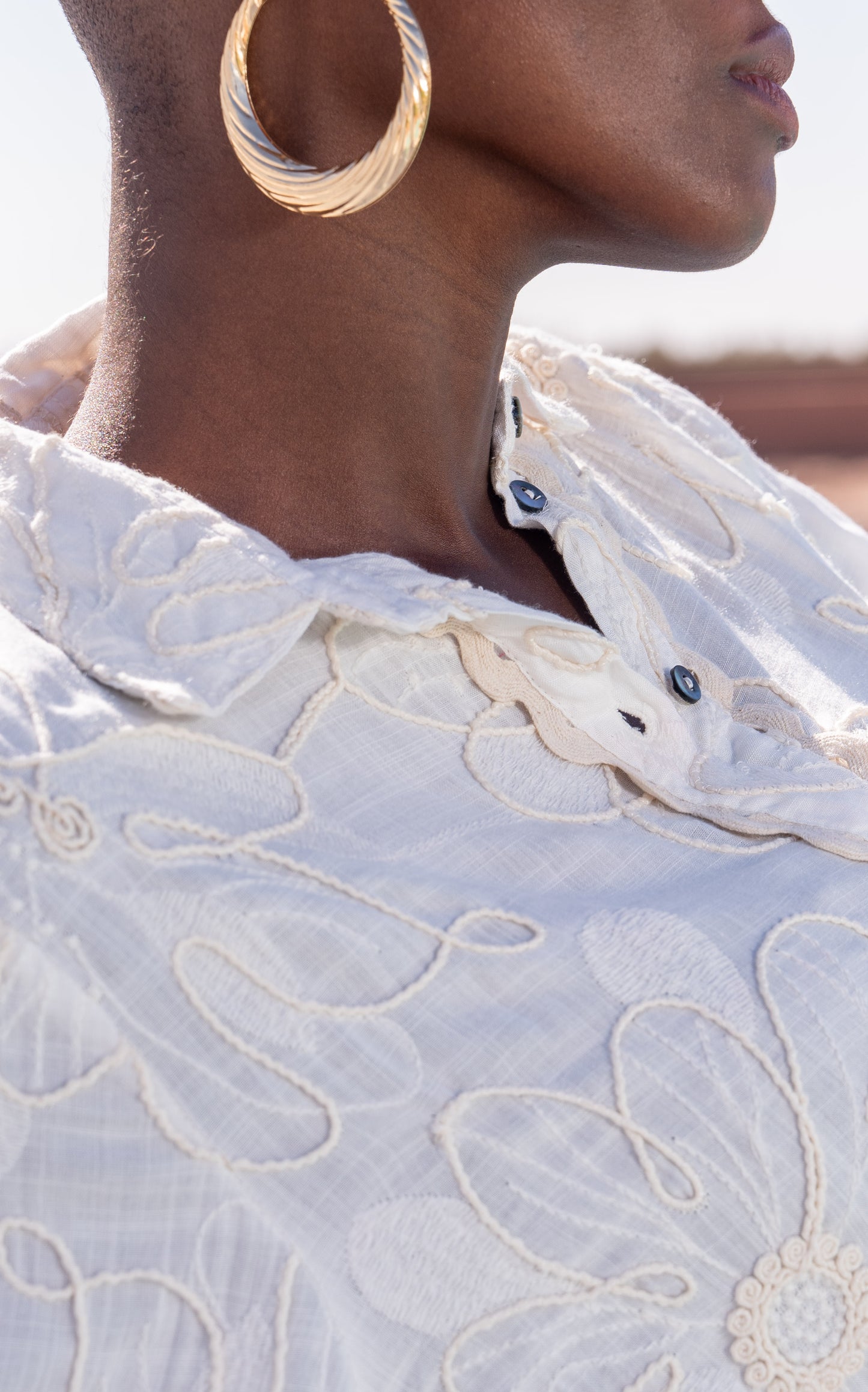 Off White Embroidered Shirt