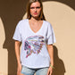 Indian Beaded White V Neck T-Shirt