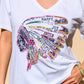 Indian Beaded White V Neck T-Shirt