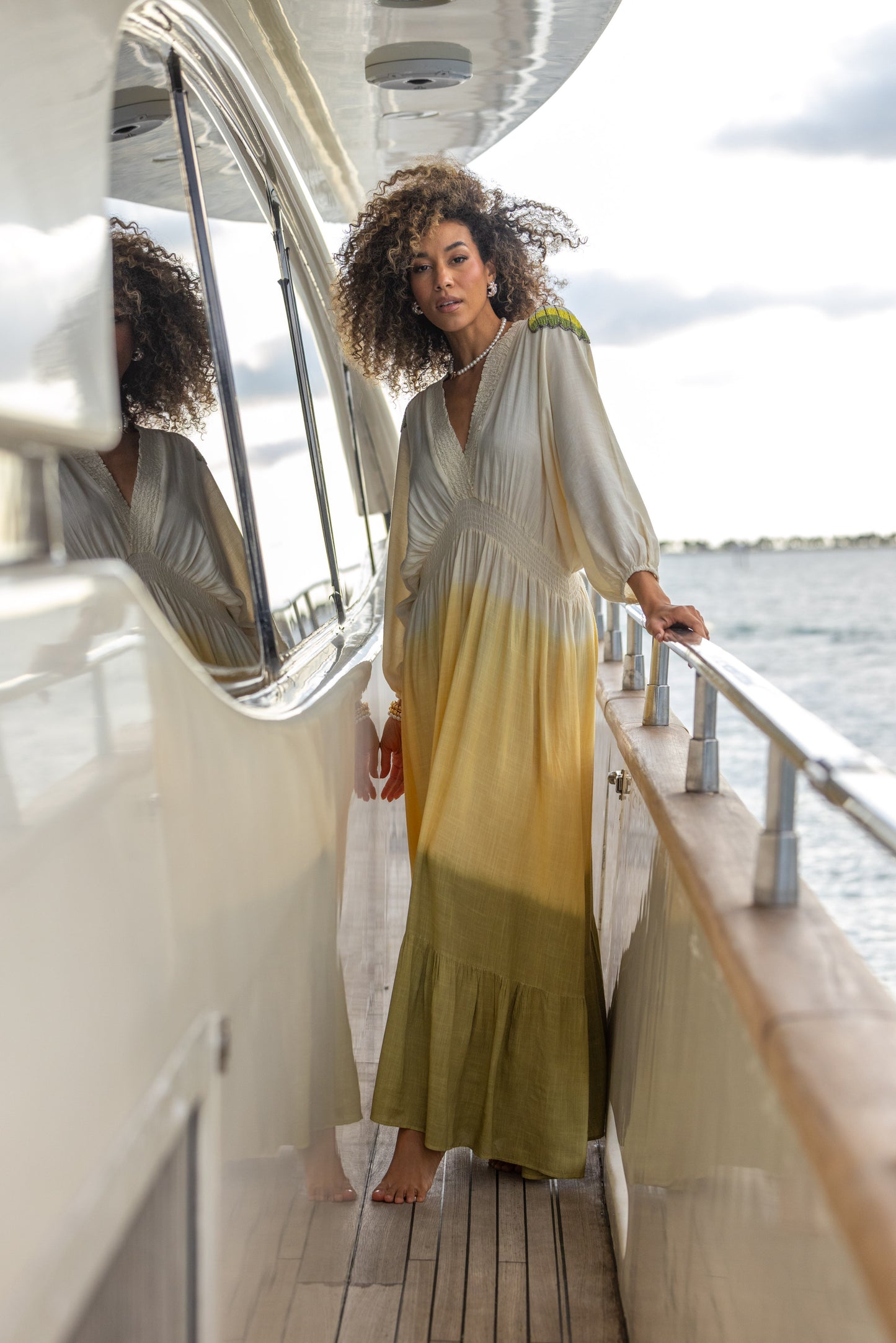 Lemon & Lime Tie Dye Maxi Dress with Beaded Detail
